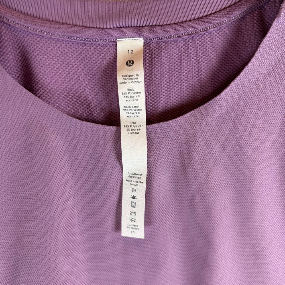 Lululemon Train to Be Tank Top Purple Cropped Mesh Athletic Sleeveless Gym Sz 12 - Picture 3 of 9